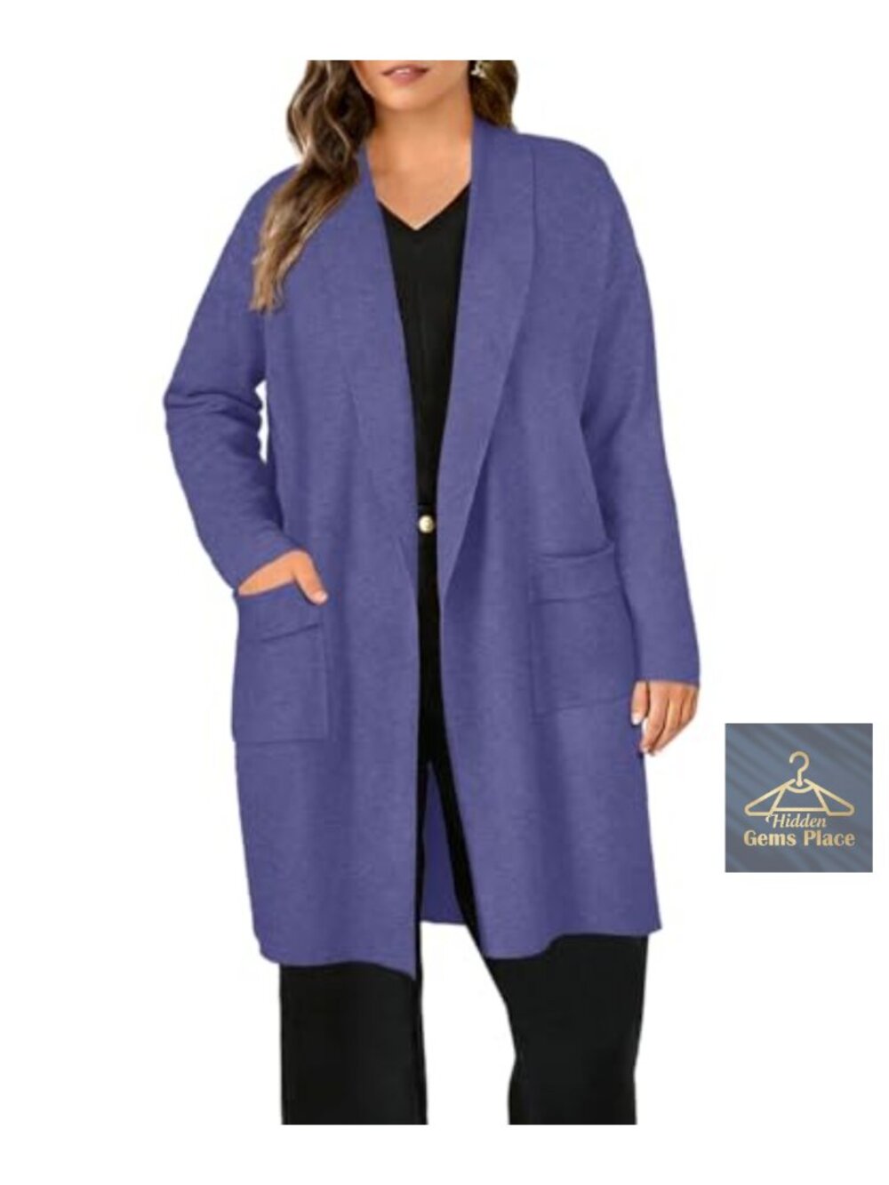 Plus Size Open Front Cardigan Long Sleeve V-Neck Oversized Knit Sweater with